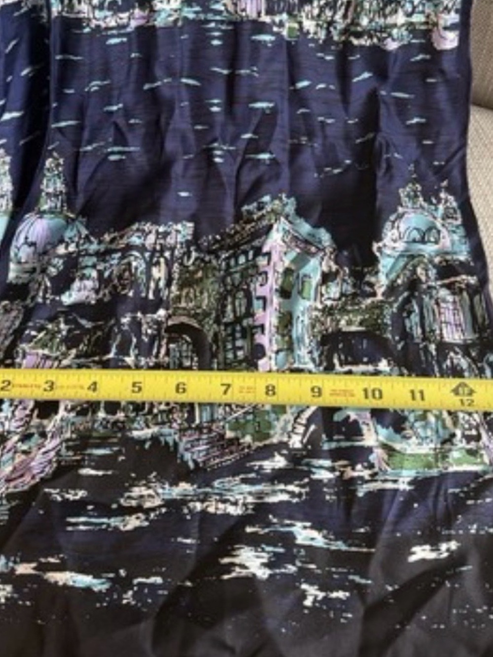Talbots Silk Scarf Blue Venice Italy Canal Scenic Prin Oversized Luxury - Picture 10 of 11